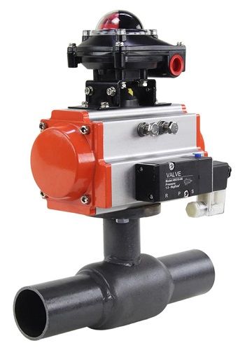 Кран шаровой ALSO КШ.П.Р.250.25-01 Ду250 Ру25 стандартнопроходной, под приварку, корпус - сталь 20, уплотнение - PTFE, управление - пневмопривод  PA-DA-210 с пневмораспределителем -4M310-08 220В и БКВ  APL-210N в городе Атырау