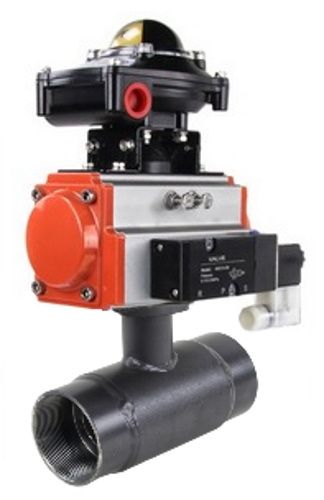 Кран шаровой ALSO КШ.М.П.P.065.25-01 2 1/2″ Ду65 Ру25 полнопроходной, муфтовый, корпус - сталь 20, уплотнение - PTFE, управление - пневмопривод  PA-DA-083 с пневмораспределителем -4M310-08 24В и БКВ  APL-210N в городе Атырау