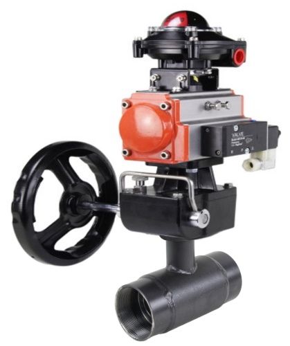 Кран шаровой ALSO КШ.М.П.P.032.40-01 1 1/4″ Ду32 Ру40 полнопроходной, муфтовый, корпус - сталь 20, уплотнение - PTFE, управление - пневмопривод  PA-DA-065 с пневмораспределителем -4M310-08 220В, БКВ  APL-210N и ручным дублером -HDM-1 в