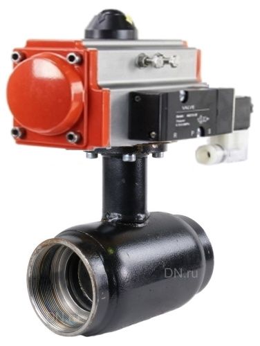 Кран шаровой ALSO КШ.М.Р.032.40-01 1 1/4″ Ду32 Ру40 стандартнопроходной, муфтовый, корпус - сталь 20, уплотнение - PTFE, управление - пневмопривод  PA-DA-052 с пневмораспределителем -4M310-08 220В в городе Атырау