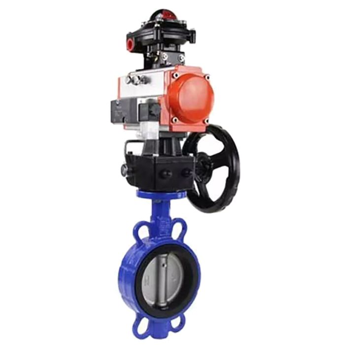 Затвор дисковый поворотный  GGG50-316L-EPDM Ду300 Ру16, корпус - чугун GGG50, диск - сталь 316L, уплотнение - EPDM, с пневмоприводом  DA-140 двойного действия, пневмораспределителем 4M310-08 24В, ручным дублером HDM-4 и БКВ APL-410N EX в городе 