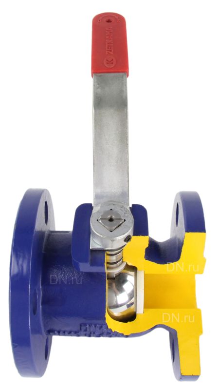 Кран шаровый Zetkama 565A-150-C09 Ду150 Ру16 фланцевый, корпус чугун, уплотнение PTFE, рукоятка рычаг в городе Атырау
