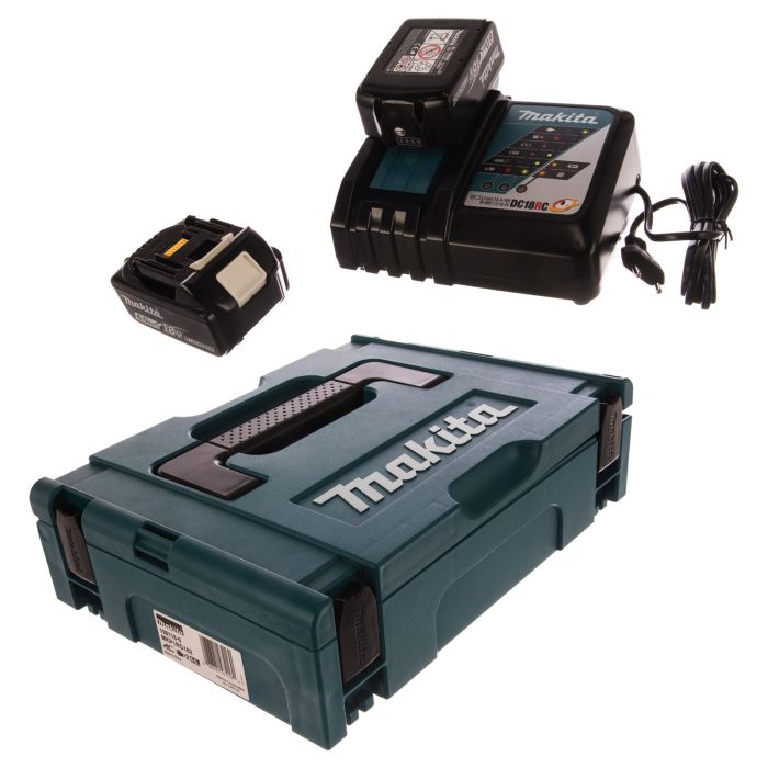 Набор Makita аккумулятор BL1860B "LXT" 18V 6.0Ah Li-ion 2шт. + зарядное устройство DC18RC "LXT" 7.2-18V 9A Li-ion/NiMH в кейсе 198118-0