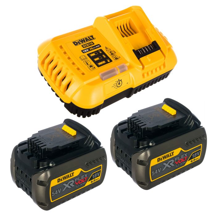 Набор аккумуляторов DeWALT DCB546 "XR" 18-54V 6.0Ah Li-ion 2шт. + зарядное устройство DCB118 "XR" 18V 8А Li-ion DCB118T2-QW