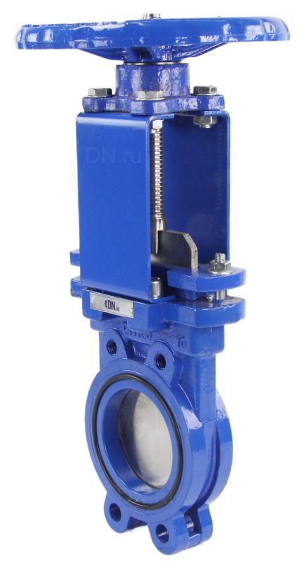 Задвижка шиберная ножевая  GVKR1331N-2W-Fb-S Ду100 Ру10 межфланцевая, с выдвижным шпинделем, корпус - чугун GGG-40, уплотнение - NBR, управление - штурвал в городе Атырау