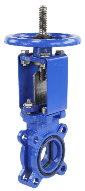 Задвижка шиберная ножевая  GVKR1331N-2W-Fb-S Ду65 Ру10 межфланцевая, с выдвижным шпинделем, корпус - чугун GGG-40, уплотнение - NBR, управление - штурвал в городе Атырау