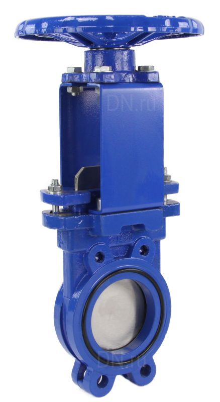 Задвижка шиберная ножевая  GVKR1331N-2W-Fb-S Ду100 Ру10 межфланцевая, с выдвижным шпинделем, корпус - чугун GGG-40, уплотнение - NBR, управление - штурвал в городе Атырау