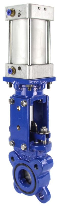 Задвижка шиберная ножевая  GVKN1331E-2W-Fb-2P Ду100 Ру10 межфланцевая, с невыдвижным шпинделем, корпус - чугун GGG-40, уплотнение - EPDM, с пневмоприводом в городе Атырау