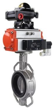 Затвор дисковый поворотный  WBV3232N-2W-Fb Ду250 Ру16, корпус - сталь 316L, диск - сталь 316L, уплотнение - NBR, с пневмоприводом  SA-210 с возвратными пружинами и пневмораспределителем 4M310-08 220V и блоком концевых выключателей APL-210N в гор