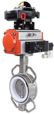 Затвор дисковый поворотный  WBV3232P-2W-Fb Ду250 Ру16, корпус - сталь 316L, диск - сталь 316L, уплотнение - PTFE, с пневмоприводом  SA-210 с возвратными пружинами и пневмораспределителем 4M310-08 220V и БКВ APL-210N в городе Атырау