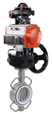 Затвор дисковый поворотный  WBV3232P-2W-Fb Ду300 Ру16, корпус - сталь 316L, диск - сталь 316L, уплотнение - PTFE, с пневмоприводом  SA-210, с пневмораспределителем 4M310-08 220V, с БКВ APL-210N и ручным дублером HDM-4 в городе Атырау
