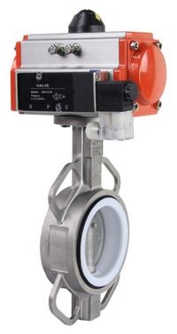 Затвор дисковый поворотный  WBV3232P-2W-Fb Ду300 Ру16, корпус - сталь 316L, диск - сталь 316L, уплотнение - PTFE, с пневмоприводом  SA-270 и пневмораспределителем 4M310-08 24V в городе Атырау
