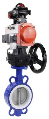Затвор  WCB-316L-PTFE Ду40 Ру16, корпус - углеродистая сталь WCB, диск - нержавеющая сталь 316L, уплотнение - PTFE, с пневмоприводом  SA-105, с пневмораспределителем 4M310-08 220V, с БКВ APL-210N и ручным дублером HDM-3 в городе Атырау