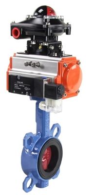 Затвор дисковый поворотный Tecofi VPI 4449 Ду250 Ру16 корпус - чугунGGG50, диск - нержавеющая сталь, уплотнение EPDM, с пневмоприводом  DA 140 двойного действия, пневмораспределителем 4M310-08 24В и блоком концевых выключателей APL-210N в городе Моск